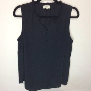 Loft Black Sleeveless 3 Button Down Top Large